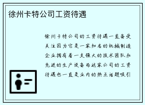 徐州卡特公司工资待遇